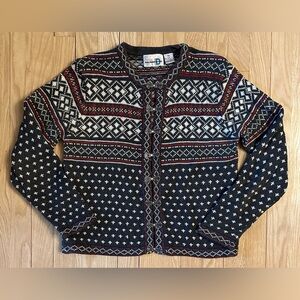 Paul Harris Design Vintage Gray Toggle Scandinavian Cardigan Sweater, Size M